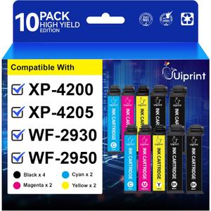 XP-4200 XP-4205 WF-2930 WF-2950 Printer Ink Cartridges Combo Pack | For Epson XP4200 XP4205 WF2930 WF2950, High Yield 10 Pack, Up to 4100 Pages, with Latest Upgraded Chip, Premium Ink