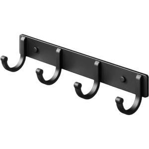 SALAN Coat Rack Wall Mount, Heavy Duty Wall Hooks for Hanging Coats, Hats, Towels, Bags, Keys & Backpacks, Black Metal Wall Mounted Coat Hanger for Entryway, Bathroom, Mudroom, Bedroom (4 Hooks)