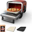 Ninja Woodfire Outdoor Pizza Oven, 8-in-1 Portable Electric Roaster Oven, Heats up to 700F, 5 Artisan Pizza Settings, Integrated BBQ Smoker Box, Includes Flavored Wood Pellets, Terracotta Red
