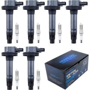 Ignition Coils & Spark Plugs Set 6 Packs UF553 Compatible with Ford & Lincoln 3.5L 3.7L 2008-2016 - for Taurus Expedition Explorer F 150 Transit MKS MKT MKX- Replace 7T4Z-12029-E DG520 UF595