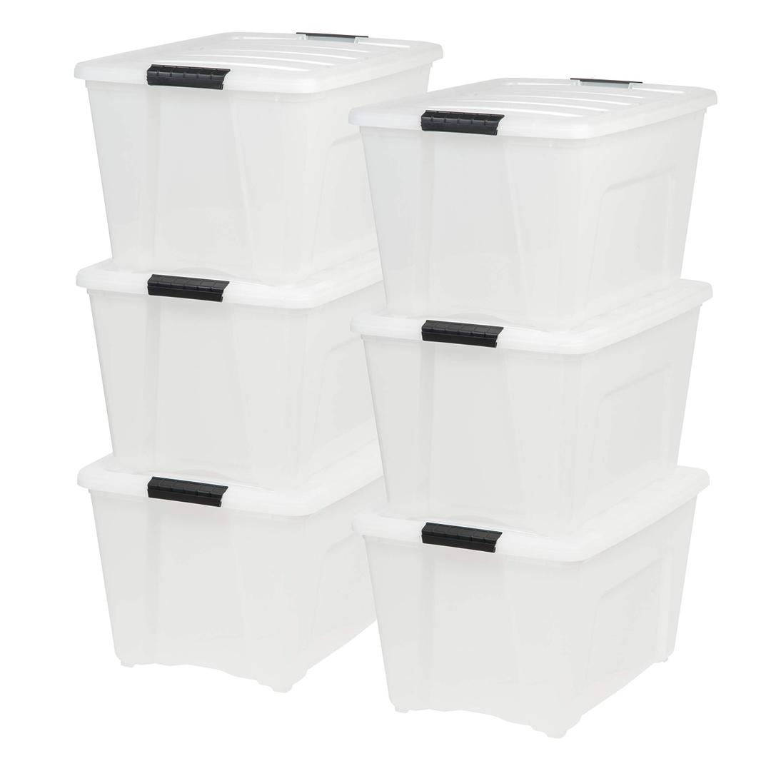 IRIS USA, Inc. TB-56D 53 Quart Stack & Pull Box, Multi-Purpose Storage Bin, 6 Pack