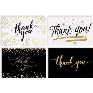 Better Office Products Thank You Cards with Envelopes (100 Pack), 4 x 6 inch, 4 Cover Designs, Blank Inside, All Occasions, Baby Showers, Graduation, and Weddings, Elegant Collection, 100 Pack