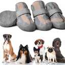 Pack of 3, PETQYS Dog Shoes,Mesh Breathable Dog Boots for Walking Running Hiking,Soft Non-Slip Rugged Rubber Sole Dog Booties with Adjustable Straps 4Pcs,Grey-Size6