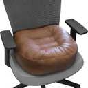 YOUFI Leather Seat Cushion Extra-Thick Booster for Office Chair to Rise Height - Full Filling for Support - with Breathable Cover, Handle and Buckle - Relieves Back Pain  18"x16"x6" (Brown)