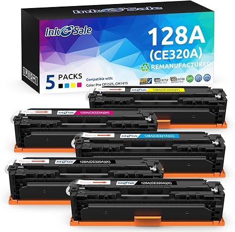 INK E-SALE 5-Pack Remanufactured Toner Cartridge Replacement for HP 128A CE320A CE321A CE322A CE323A Canon 116 Toner Ink Set for HP LaserJet CP1525n CP1525nw CM1415fn CM1415fnw MF8080Cw Printe