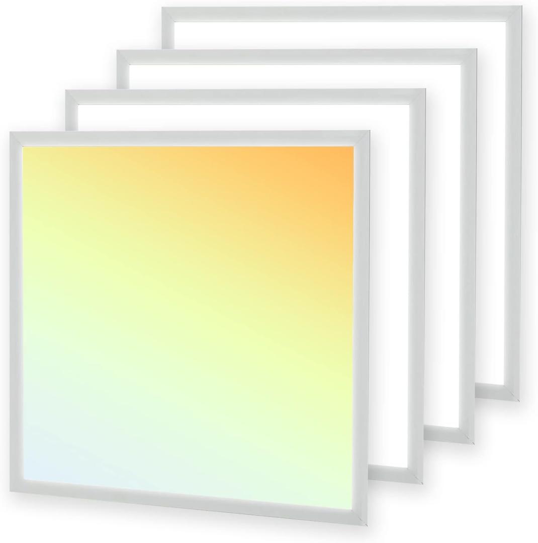 2X2 FT LED Flat Panel Light, 45W, 5625LM, 3000K/4000K/5000K Color Temperature Adjustable, Dimmable 0-10V Drop Ceiling Light - ETL, DLC (4 Pack)