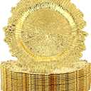 Mimorou 18 Pack Reef Charger Plates Plastic Snowflake Charger Plates Wedding Floral Decor for Christmas Dinner Wedding Party Event Supplies, 13 Inch(Gold)