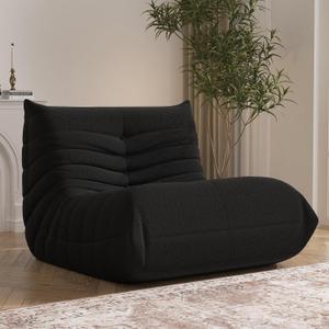 Bean Bag Chair, Memory Foam Bean Bag Sofa Large Bean Bag Chair for Adults, Bean Bag Chairs for Teens with High Density Comfortable Foam, Memory Foam Lazy Sofa for Living Room, Bedroom (Black), Single