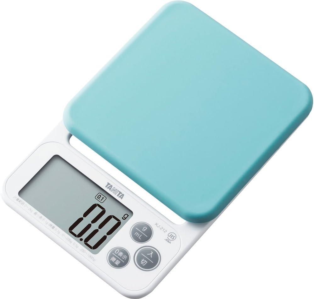 Tanita KJ-212 BL Cooking Scale with Removable and Washable Silicone Cover, Measures Up to 4.4 lbs (0.1 g) Units, Includes Hook Hole, Convenient Storage, Digital Scale, Blue