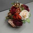 Ling's Moment Terracotta Bridesmaid Bouquet, Burnt Orange Wedding Bouquets for Bridesmaids, 7 Inch Bridal Bouquets for Bridesmaids, Wedding Decor, Ceremony, Anniversary, Homecoming, etc.