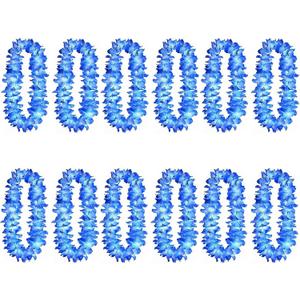 Thicken 41 Inch Blue Hawaiian Leis for Graduation Party, Dance Party, Photo Prop in Outdoors (12 Pcs)