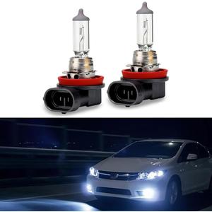 2 PCS Car H11-55W Halogen Bulb, 12V Super Penetrating Quartz Lamp Low Beam High Beam Light, Easy to Plug Original Halogen Bulb Replacement Parts, Universal Car Lighting Accessories (White)