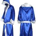 LXYUNKJ Boxer Costume Men, MMA Boxing Robe with Hood, Cotton Robe Lightweight Costume (Large, Blue)
