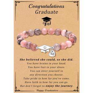 2026 Graduation Gifts Class of 2026 Gifts A-Z Initial Graduation Bracelets for Her College High School 8th 6th 5th Grade Graduation Gifts Graduation Cap Decorations Inspirational Jewelry