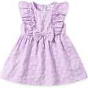 PATPAT Toddler Baby Girls Summer Dresses Spring Clothes Flower Sundress Ruffle Sleeve Bowknot 12-18 Months