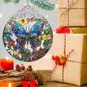 Christmas Decorations Ornaments, Stained Glass Ornament, Christmas Tree Ornaments, 2025 Gift Ornament, Xmas Gift for Friend Family Coworker - Butterfly