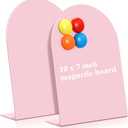 Shimeyao 2 Pcs Pink Magnetic Bulletin Board for Tabletops with 8 Magnets 10x7 Inch Memo Display Easel Stand for Home Office School Kitchen Table Supplies (Arched)