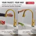 Delta Lenta Touchless Kitchen Faucet with Touch Technology, Brushed Gold Kitchen Sink Faucet with Pull Down Sprayer, Brushed Gold 19802TLZ-GB-DST