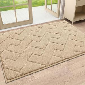 OLANLY Indoor Door Mat, 32x20, Dirt Resistant and Absorbent, Sturdy Non-Slip Rubber Backing, Easy to Clean, Washable Low-Profile Doormat for Entryway, Beige
