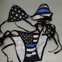 Women's Bikini Set Two Piece Halter Triangle Tie Side Swimsuit (Black, S)