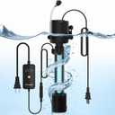 Aquarium U-V Filter for Green Water, Fish Tank Green Clean Machine with Aeration & Dual Water Outlet, Submersible Water Pump & U-V Light with Timer, for 40-120 Gallon Tank(265GPH/20W)
