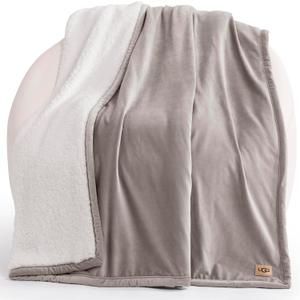 UGG Bliss Throw Blanket Plush Soft Fleece Fluffy Blankets for Bed or Couch Oversized Warm Reversible Machine Washable Medium Weight Home Decor Giftable Throw, 50-inch x 70-inch, Oyster Brown