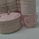 200 Pcs Floral Paper Tea Cups and Saucers 7 oz Disposable Tea Party Decorations Vintage Cute Paper Tea Cups and Plates with Handles for Girls Wedding Baby Bridal Shower Birthday, Serve 100(Pink)
