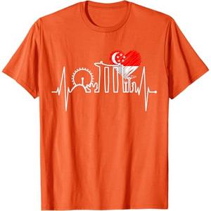 Singapore Skyline Heartbeat Asian Singapura I Love Singapore T-Shirt, L