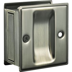 HOMOTEK Privacy Pocket Door Pull Without Switch Plate - Replace Old Or Damaged Passage Sliding Hardware No Lock Quickly and Easily, 2-3/4x2-1/2, for 1-3/8 Thickness Door, Antique Brass