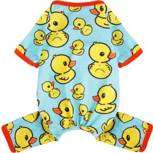 Dog Pajamas Pjs Spring Summer Dog Clothes for Small Dogs Girl Boy, Soft Stretchy Tiny Chihuahua Yorkie Puppy Clothes Doggie Onesies Cat Pet Jammies Outfit, Blue Duck, S