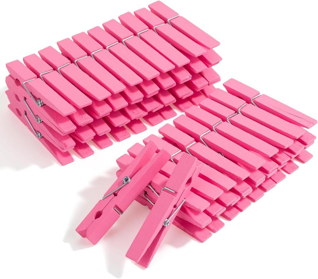 Mr. Pen- Wooden Clothes Pins, Natural Wood, 50 Pack, 2.9 Inch, Pink, Rust Resistant Clothes Pins for Hanging Clothes, Mother's Day Decoration