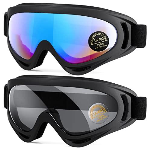 MAMBAOUT 2-Pack of Black Snow Ski Goggles, Snowboard Goggles for Men, Women, Youth, Kids, Boys or Girls