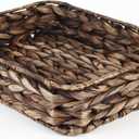 Water Hyacinth Woven Serving Tray Rectangular Hand-Woven Wicker Storage Trays for Coffee/Breakfast/Dessert/Fruit/Bread (Brown-Small)