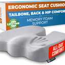 5 STARS UNITED Seat Cushion - Memory Foam Chair Cushion for Tailbone Pain Relief - Ergonomic Support for Coccyx, Sciatica & Butt - Office, Desk & Gaming Chair, Car Seat, Wheelchair, Airplane, Large, Gray