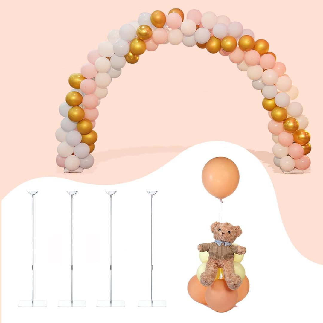 TEKXYZ Adjustable Clear Acrylic Balloon Stand and Balloon Arch Stand Kit for Party Decorations, Not Include Balloons