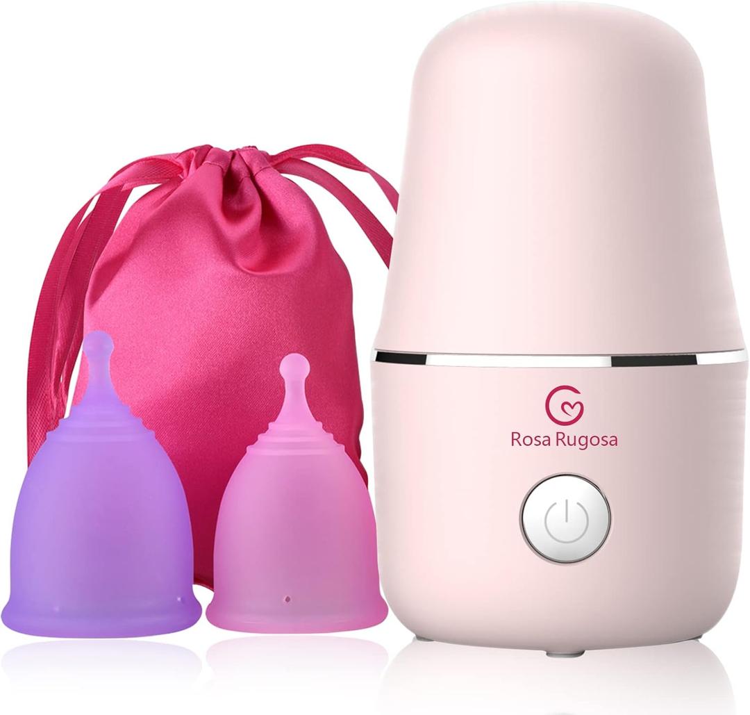 ROSA RUGOSA Menstrual Cup Steamer, Portable Menstrual Cup Wash Kit, Comes with Two Reusable Period Cup, High Temperature, Great Partner for Women Travel