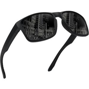 Sports Polarized Sunglasses for Men Women UV Protection Unbreakable Driving Running Fishing Hiking Sun Glasses (Matte Black Frame/Gray Lens)