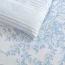 Laura Ashley- King Comforter Set, Cotton Reversible Bedding Set with Matching Sham(s), Farmhouse Home Dcor (Bedford Blue, King)