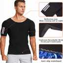 LMCOB Men's Sauna Workout Sweat Shirt - Weight Loss Compression Vest Gym Exercise Shirt (XX-Large, Blue Lining)