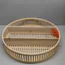 Rattan Wall Shelf 3 Tier Boho Wall Mounted Shelf Farmhouse Handcraft Round Floating Shelf Display Rack Storage Circular Hanging Shelf for Livingroom Home Decor