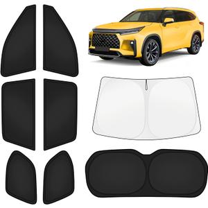 KUST Car Window Shades for Toyota Grand Highlander 2024-2025 2026 Windshield Sun Shade Side Window Cover UV Block Privacy Protection Accessories for Camping Blackout Rear Back Full Set 8PCS
