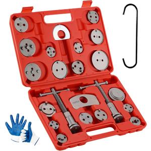 Brake Caliper Compression Tool 24-Piece Heavy Duty Disc Brake Piston Caliper Compressor Rewind Tool Set with C Hanger