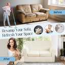 3 Pieces Velvet Loveseat Covers for 2 Cushion Couch Stretch Sofa Covers Washable Dog Couch Cover Embossed Leaf Design Furniture Covers for Sofa (Leaf Ivory, Loveseat)