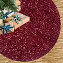 Metallic Velvet Christmas Tree Skirts Burgundy 46 Inches Sequence Sequin Soft Tree Mat Bronzing High-End Tree Skirt for Christmas Halloween New Year