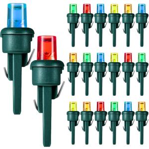 Honoson 120 Count 5 mm Winter LED Replacement Bulbs Bulk Wide Angle Winter LED Light Bulbs String Replacement Festival Light Garland Outdoor Tree Home Decoration (Green Base with Multicolor Bulb) (Red, Yellow, Blue, Green, Orange)