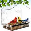 Window Bird Feeder with Strong Suction Cups - Gifts for Grandma Bird Watching Gifts for Grandpa Backyard Birding (Large House)