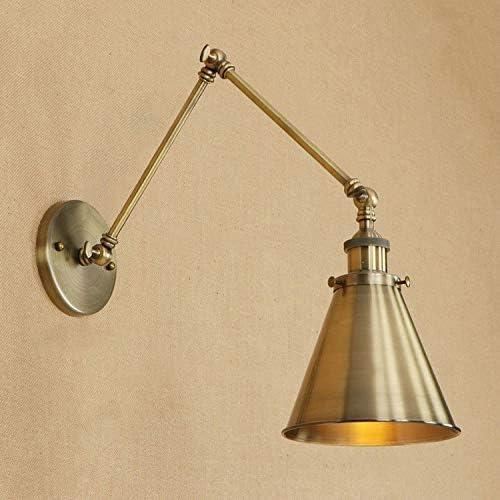 LITFAD Adjustable Brass Finish 1 Light Wall Sconce 7" Industrial Swing Arm Wall Lamp Mounted Lighting Fixture with Cone Shade Rotatable Brass arm Sconce for Living Room Bedside Hallway Foyer