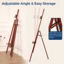 VISWIN Wooden Art Easel for Painting, Adjustable & Foldable Beech Wood Display Easel Stand for Canvas, Hold Canvas up to 43", 57''-76" H Floor Art Easel for Adults, Artists, Beginners - Walnut, Basic A-frame Easel