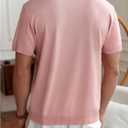 SOLY HUX Men's Knit Top Collared Short Sleeve Shirts Classic Summer Pullover T-Shirt (Pink, M)