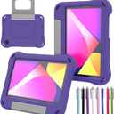 Case for TCL Tab 8V/Tab 8 LE/Tab 8 Plus/Tab 8 WiFi/Tab 8 SE (9137W, 9132X, 9138S, 6048E, 91232X1) - Shockproof Lightweight Protective EVA Kids Kickstand Cover Case + 1 Stylus (Purple)